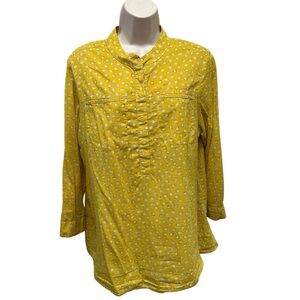 Anthropologie Odille high low Mustard yellow tunic top Oversized Lagenlook SZ 12